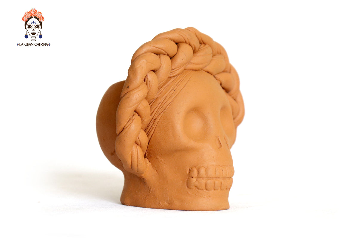 Maceta de calaveras pequeña naranja de chongo