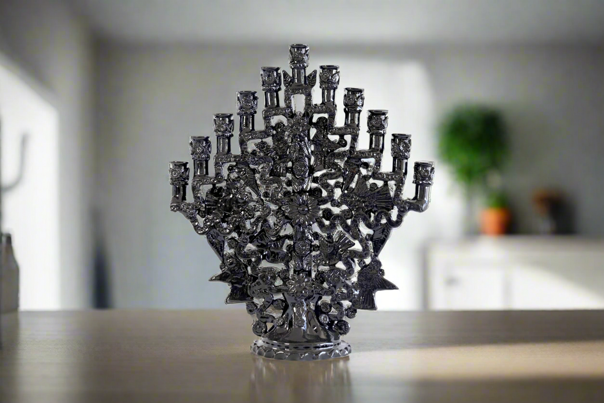 Candelero negro de 11 velas - 30 cm. 11.8 in