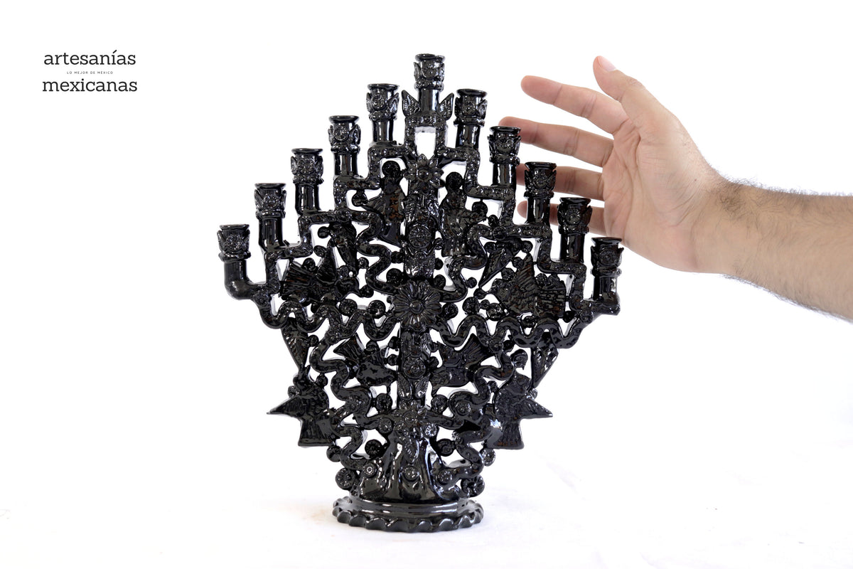 Candelero negro de 11 velas - 30 cm. 11.8 in