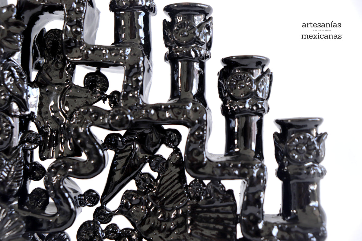 Candelero negro de 11 velas - 30 cm. 11.8 in