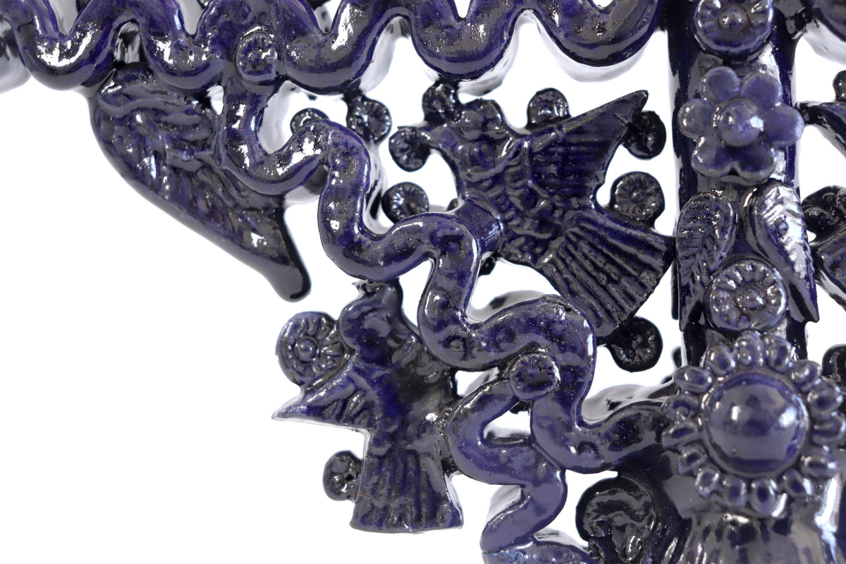 Candelero azul de 15 velas - 38 cm. 15 in