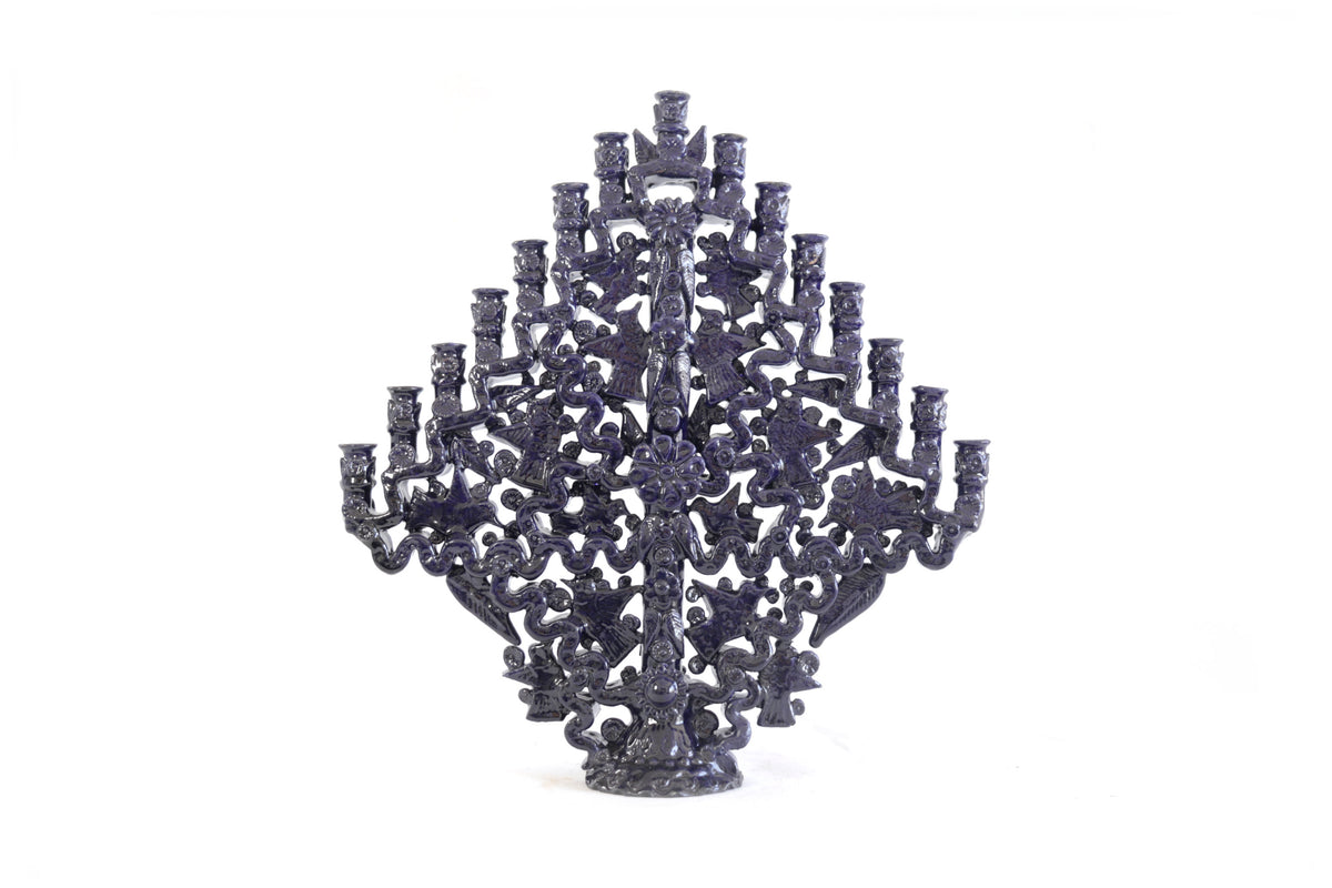 Candelero azul de 15 velas - 38 cm. 15 in