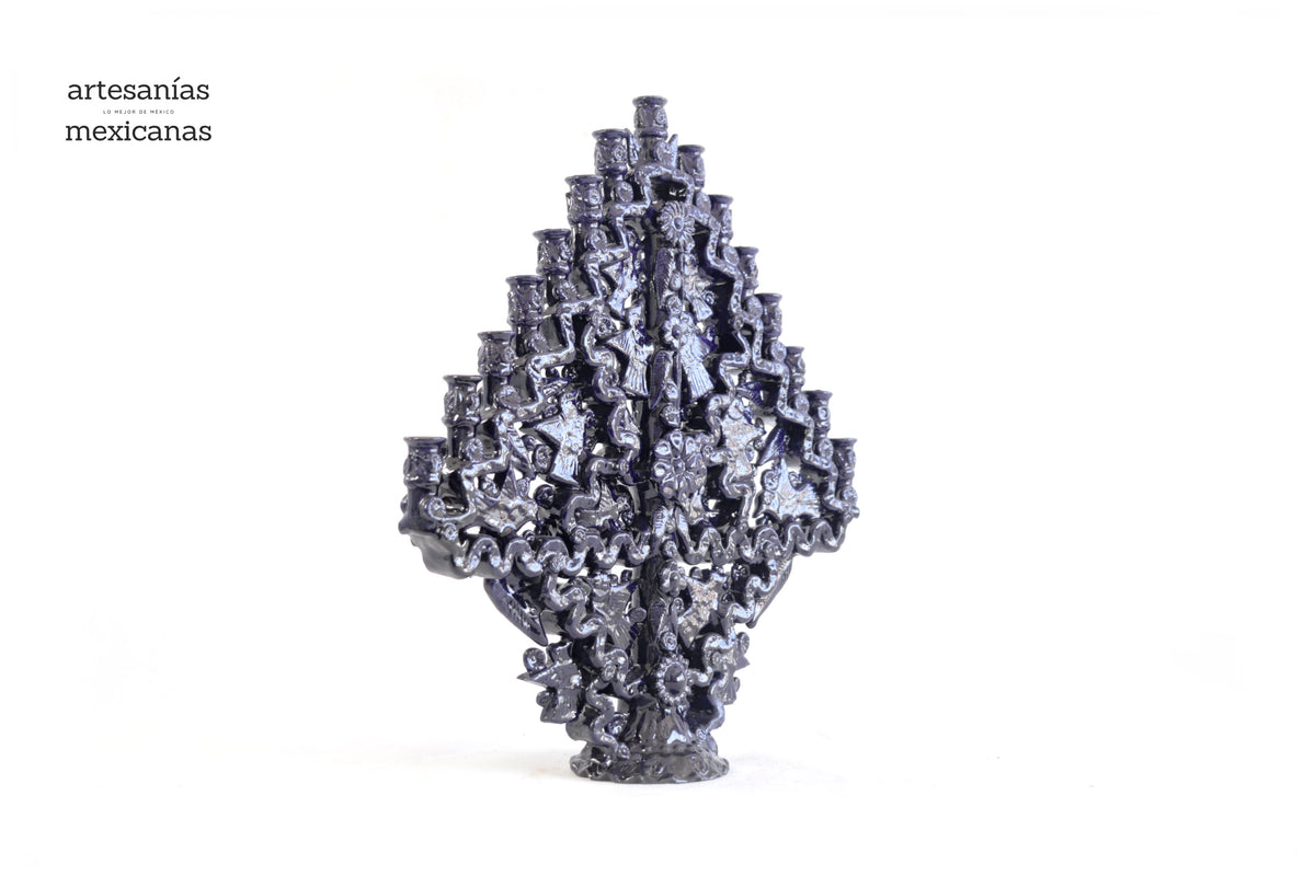 Candelero azul de 15 velas - 38 cm. 15 in