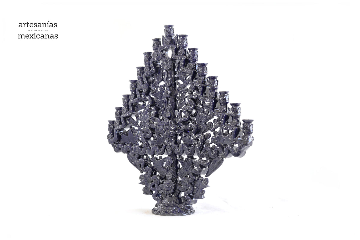 Candelero azul de 15 velas - 38 cm. 15 in