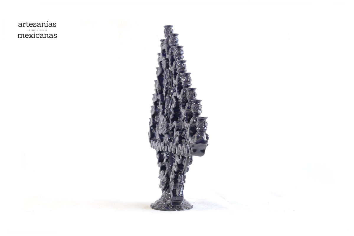 Candelero azul de 15 velas - 38 cm. 15 in