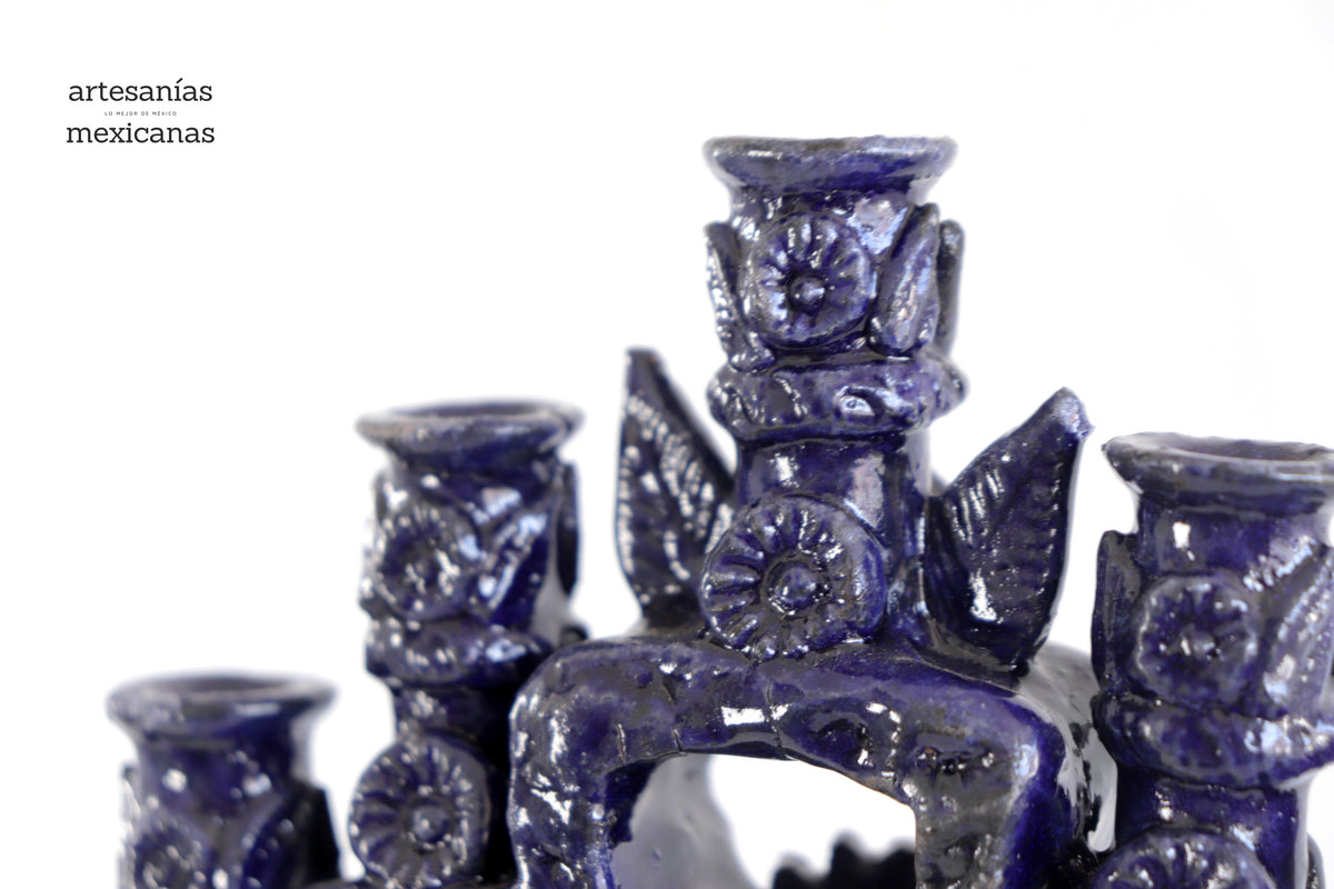 Candelero azul de 15 velas - 38 cm. 15 in