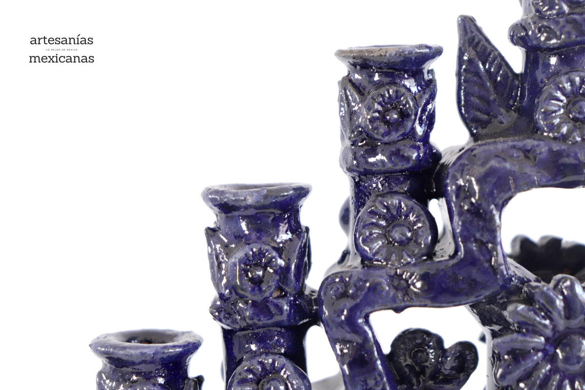 Candelero azul de 15 velas - 38 cm. 15 in