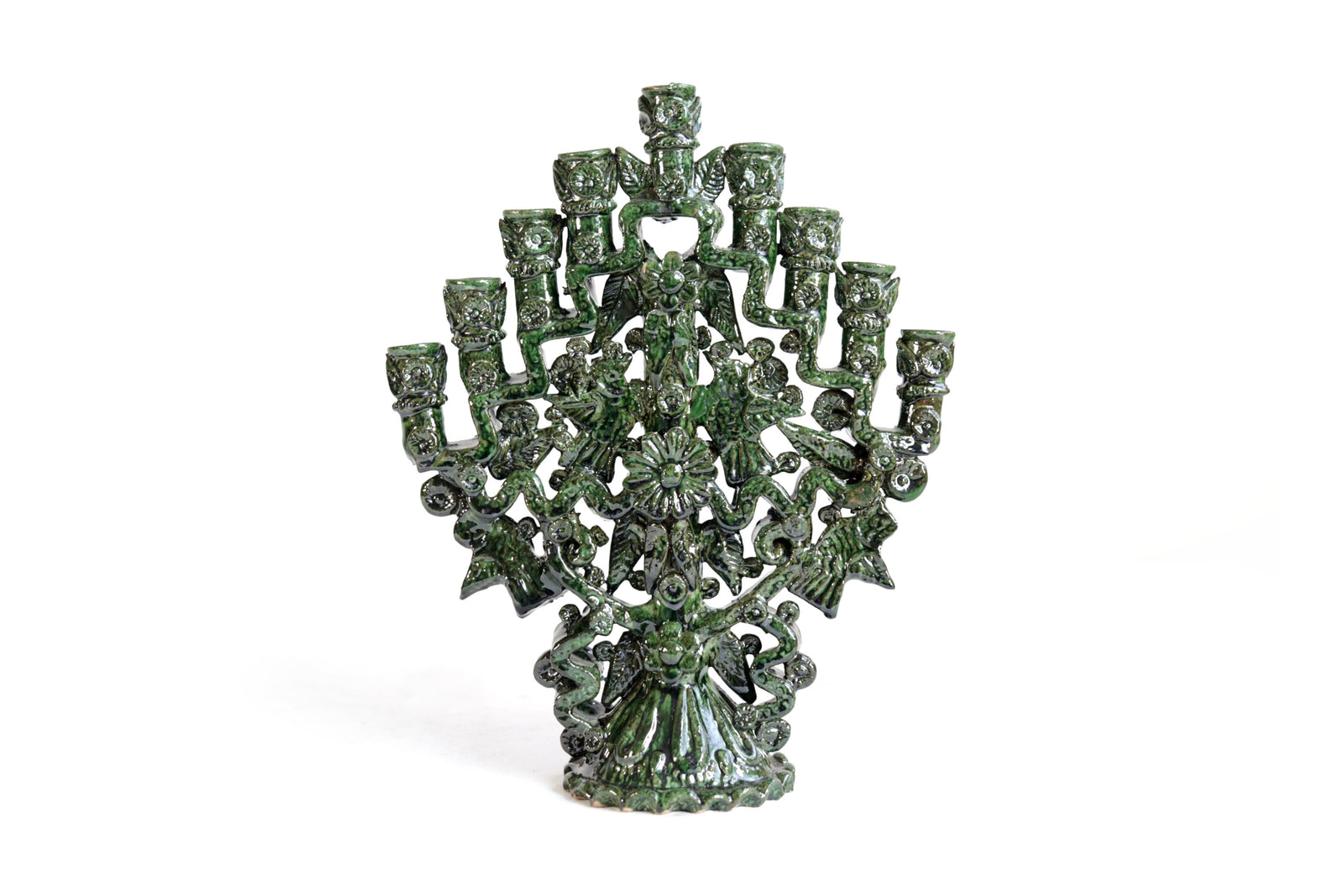 Candelero Verde de 9 velas - 28 cm. 11 in. Candelabros