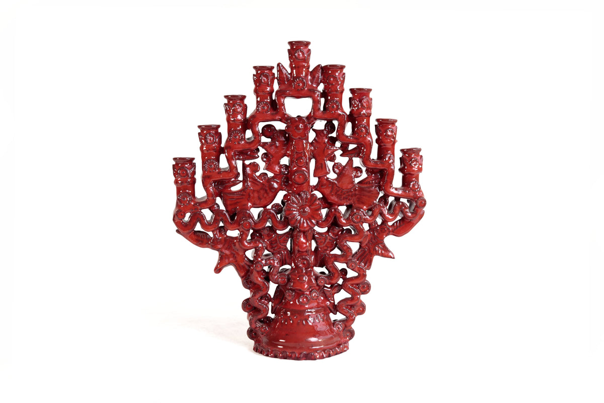 Candelero Rojo de 9 velas - 28 cm. 11 in.