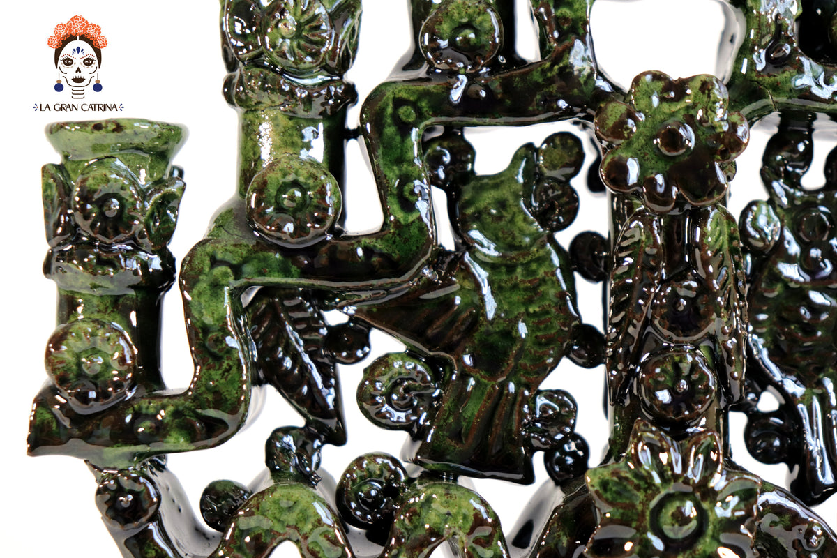 Candelero Verde de 9 velas - 28 cm. 11 in.