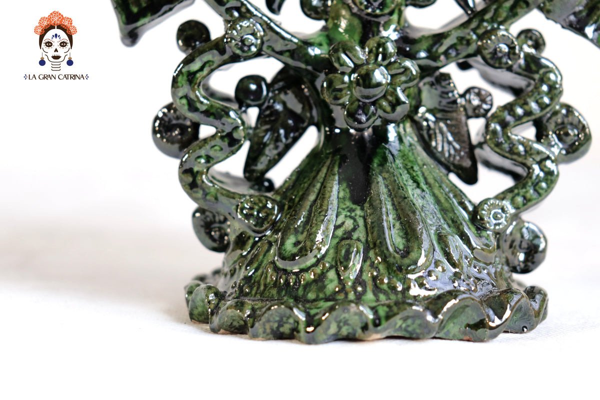 Candelero Verde de 9 velas - 28 cm. 11 in.