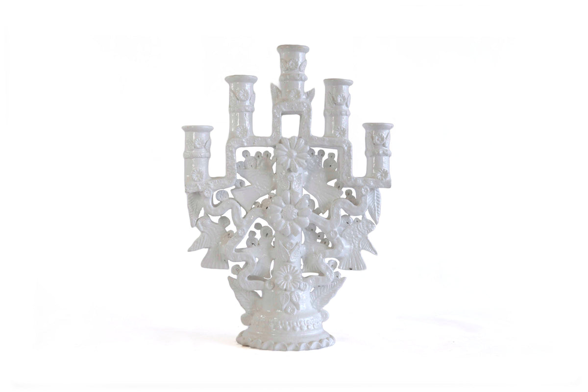 Candelero de 5 velas blanco - 26 cm. 10.2 in