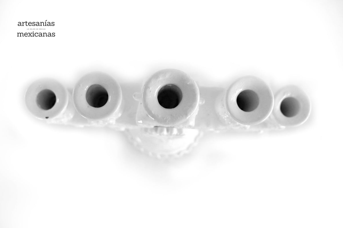 Candelero de 5 velas blanco - 26 cm. 10.2 in