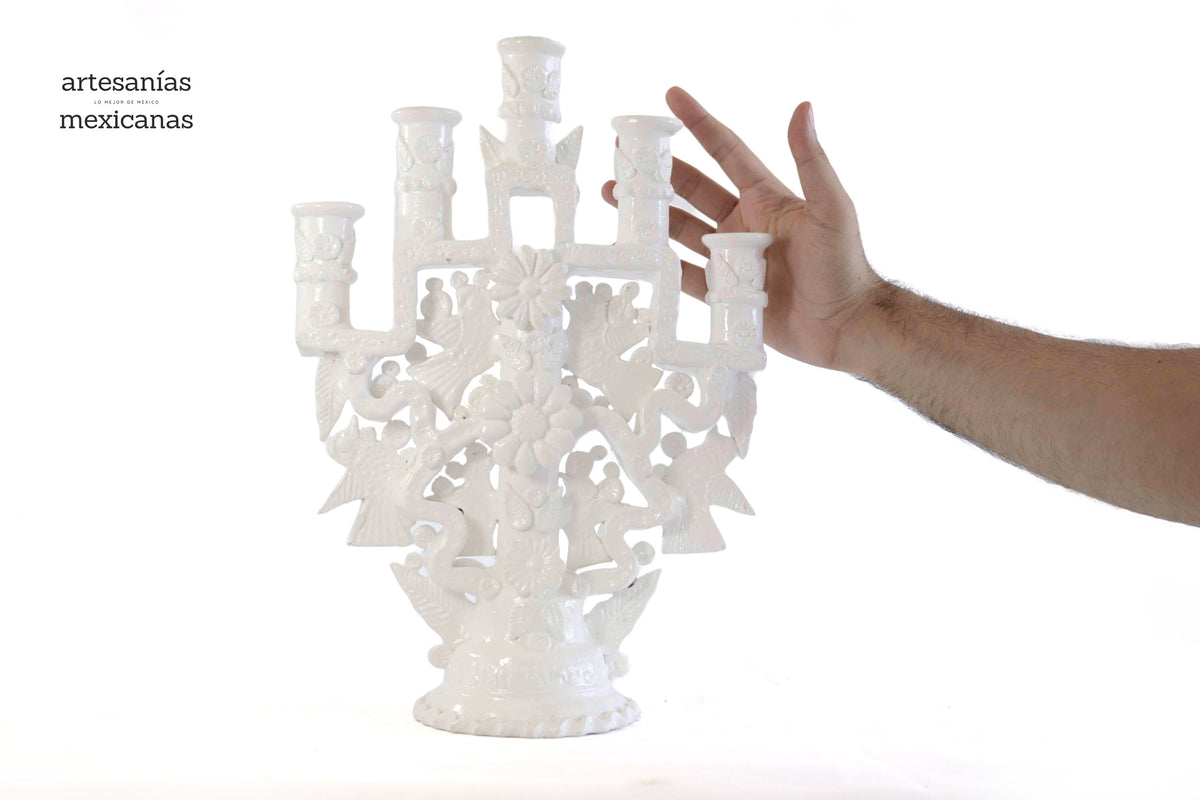 Candelero de 5 velas blanco - 26 cm. 10.2 in