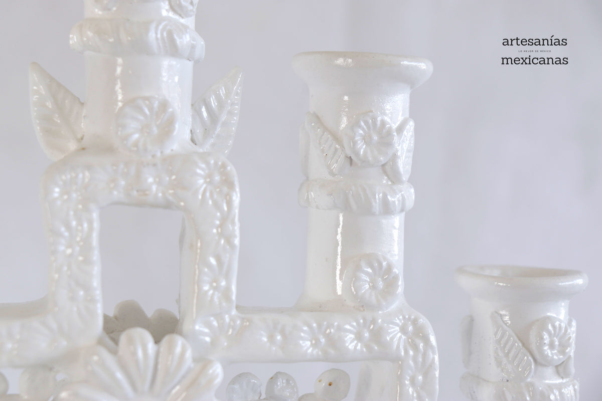 Candelero de 5 velas blanco - 26 cm. 10.2 in