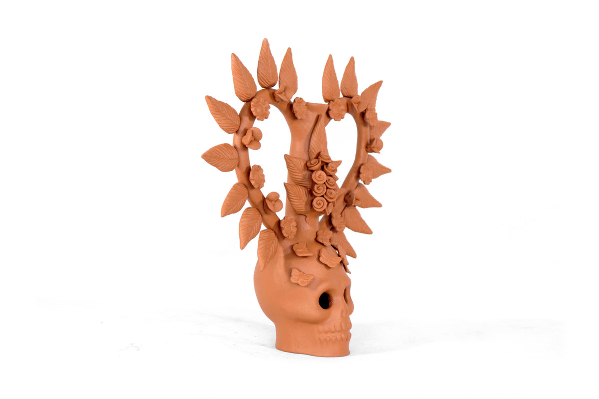 Candelero de Día de Muertos - Barro natural - 29 cm. 11.5 in.