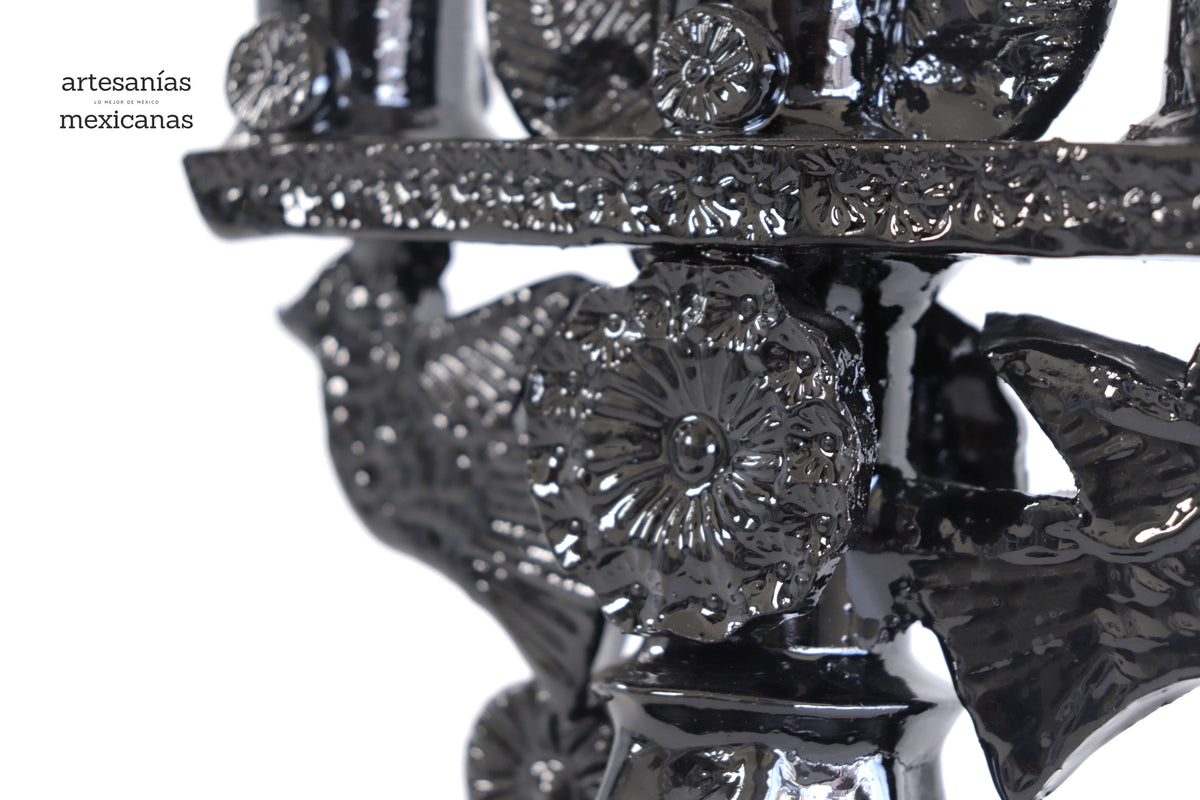 Candelero de 3 velas negro - 23 cm. 9 in