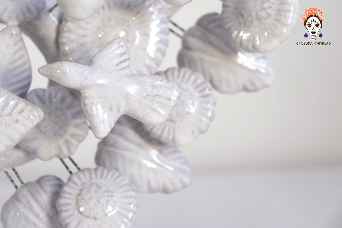 Árbol de la Vida Mediano Blanco – 3 Velas - 37 cm. 14.5 in.