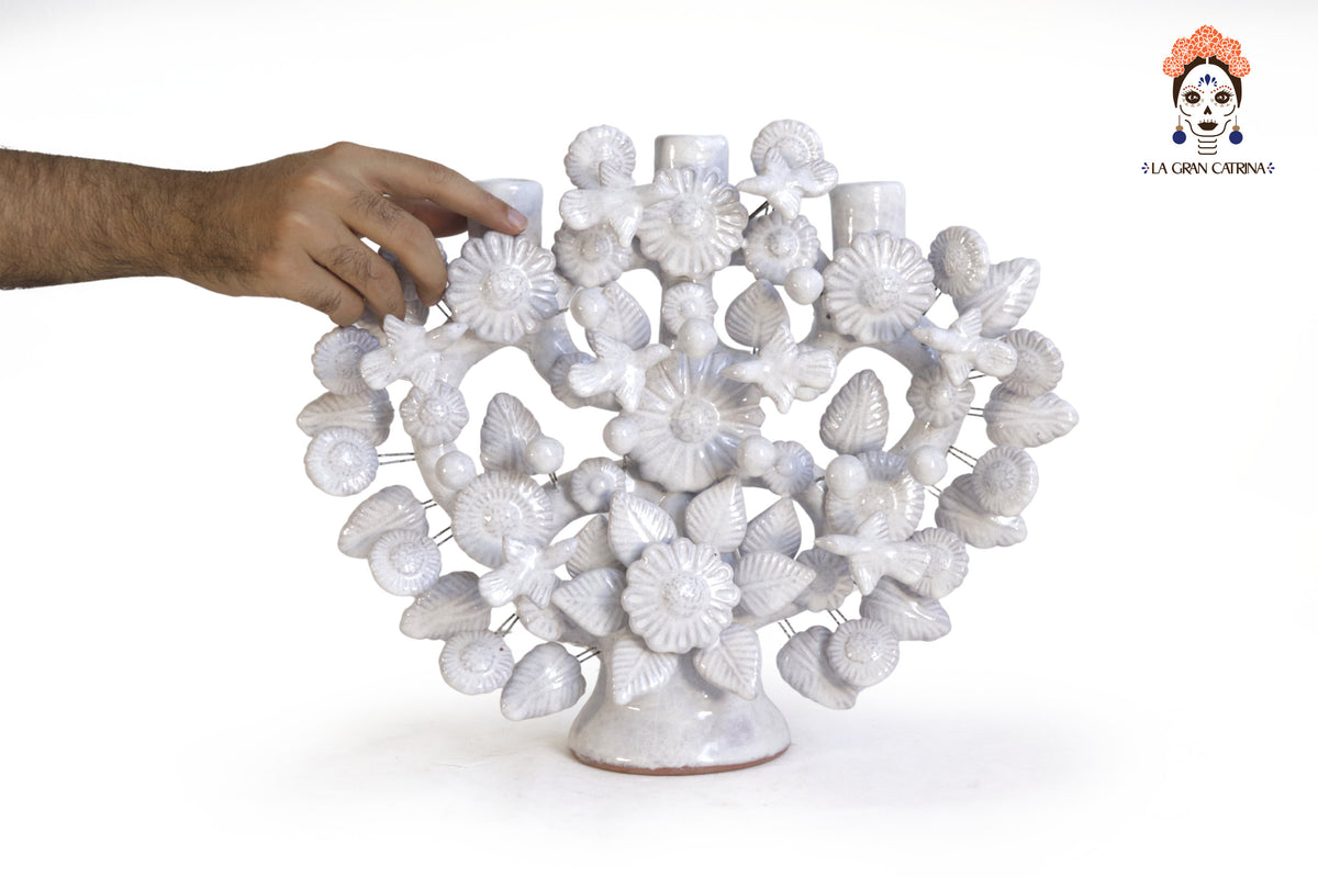 Bundle blanco de Candeleros - Barro vidriado - 38 cm. 8.6 in.