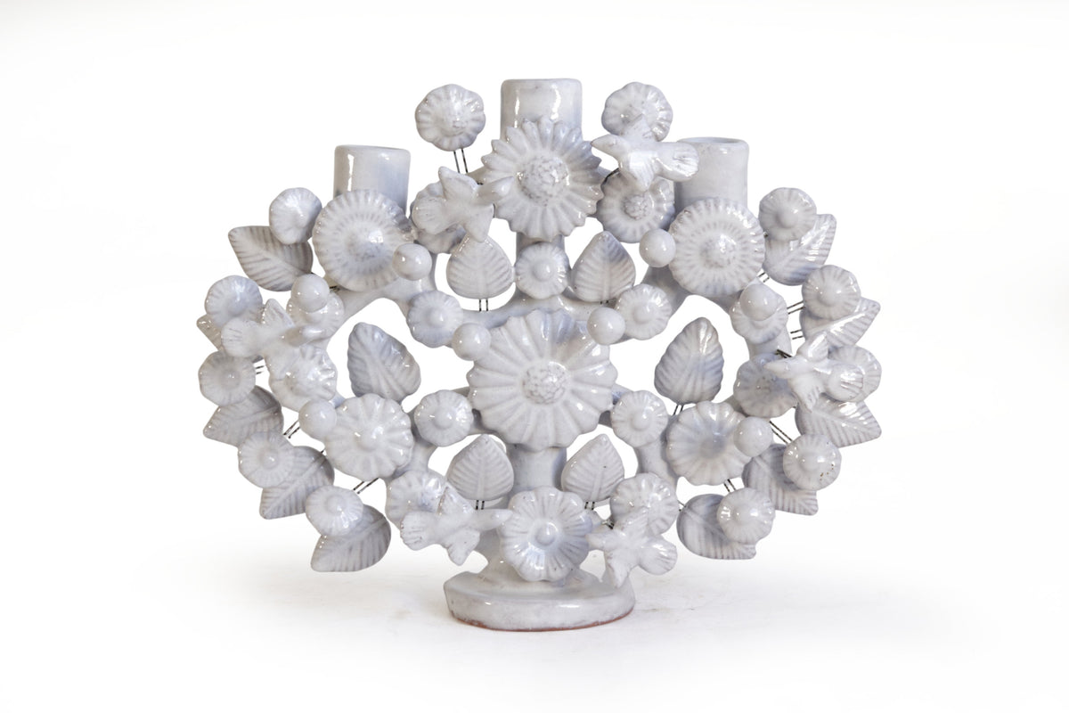 Árbol de la Vida Chico Blanco – 3 Velas - 27 cm. 10.6 in.