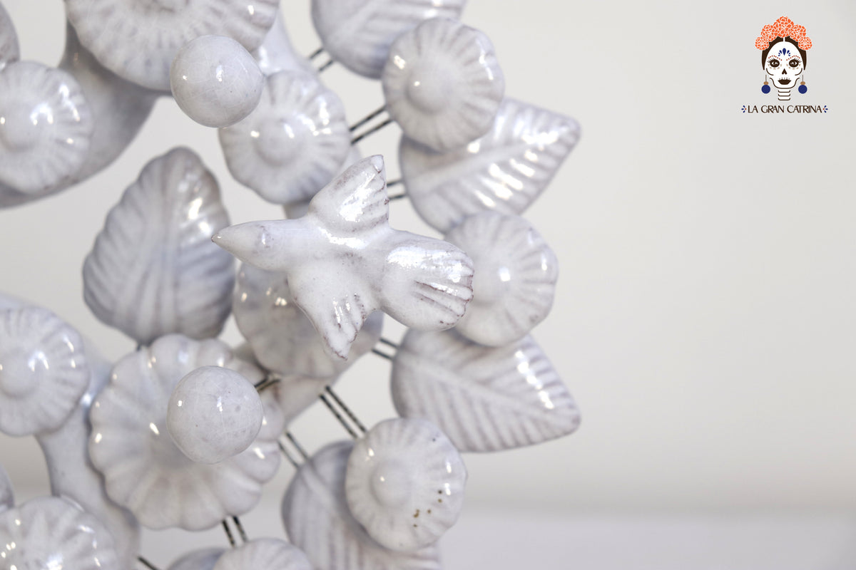 Árbol de la Vida Chico Blanco – 3 Velas - 27 cm. 10.6 in.