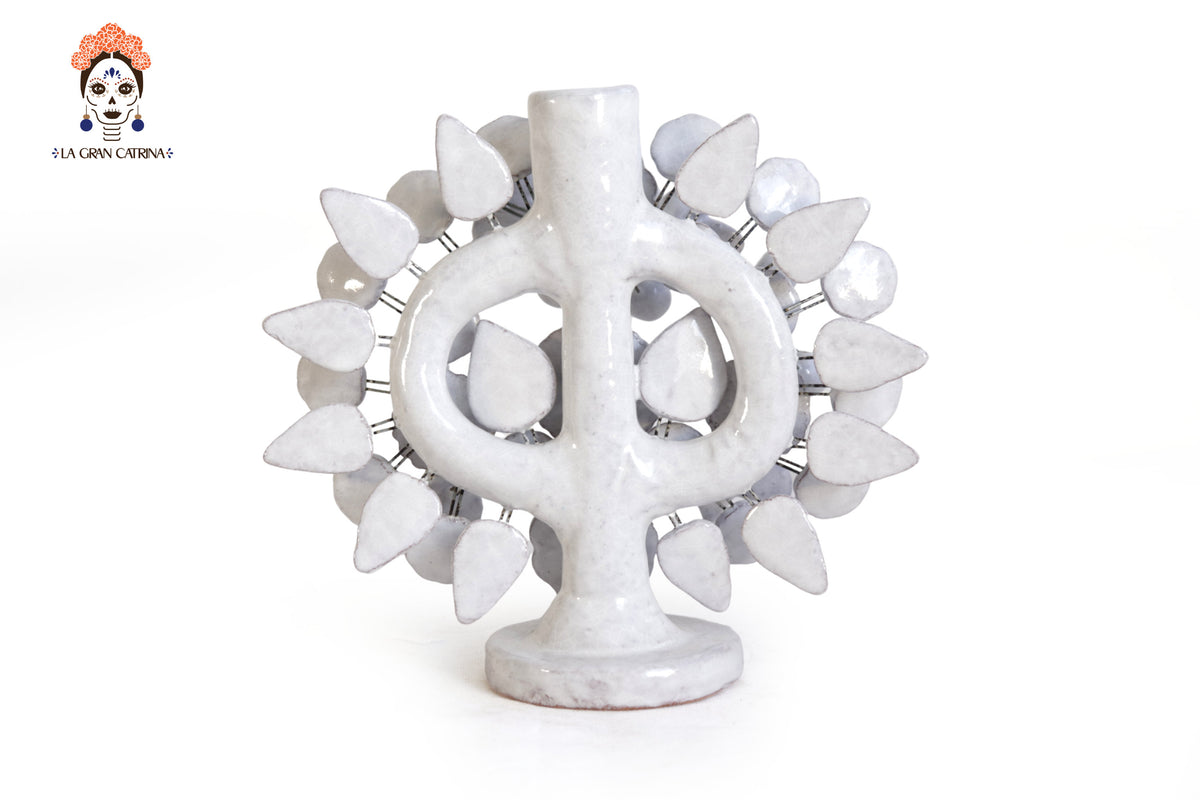 Bundle blanco de Candeleros - Barro vidriado - 38 cm. 8.6 in.