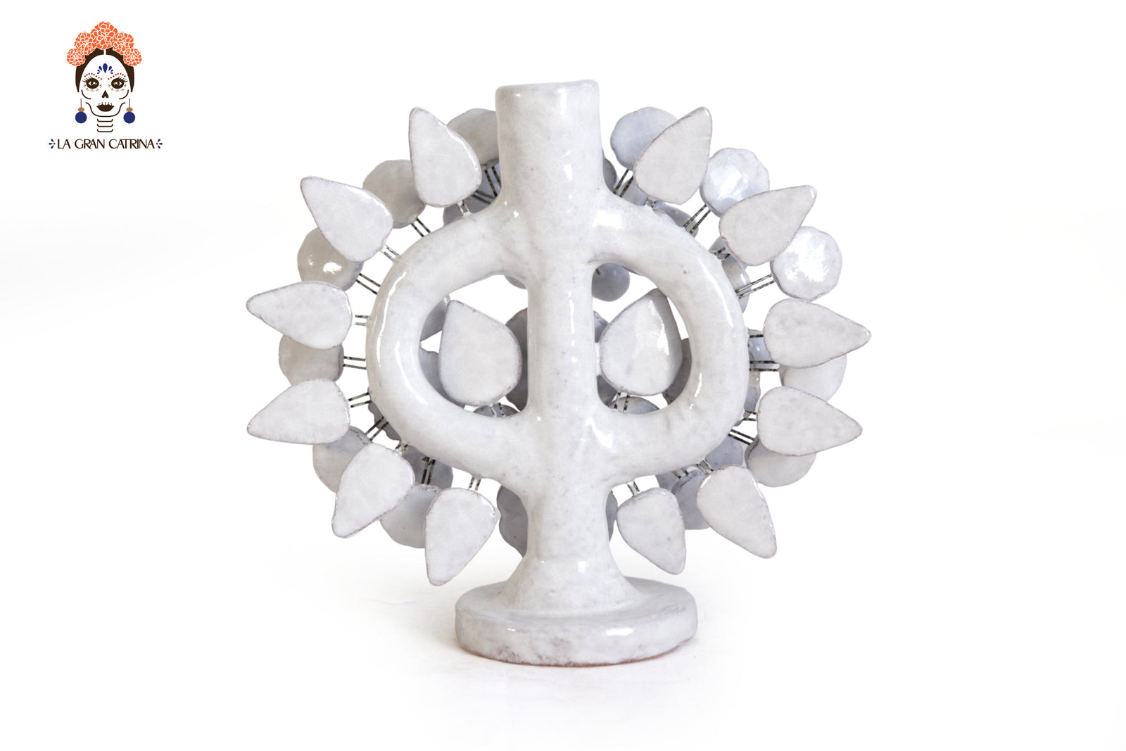 Bundle blanco de Candeleros - Barro vidriado - 38 cm. 8.6 in. Candelabros