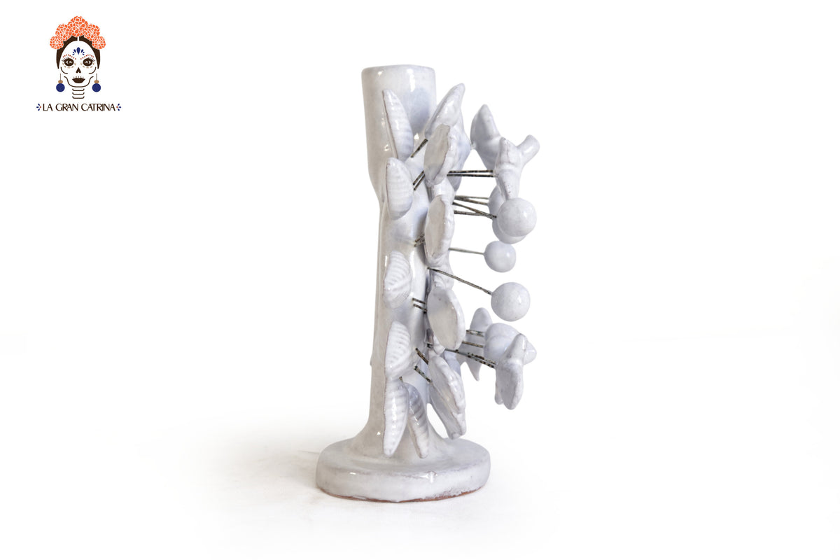 Bundle blanco de Candeleros - Barro vidriado - 38 cm. 8.6 in.