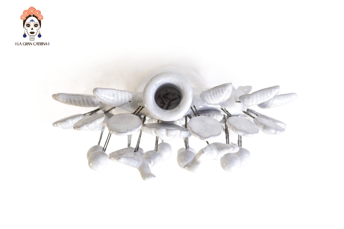 Bundle blanco de Candeleros - Barro vidriado - 38 cm. 8.6 in.