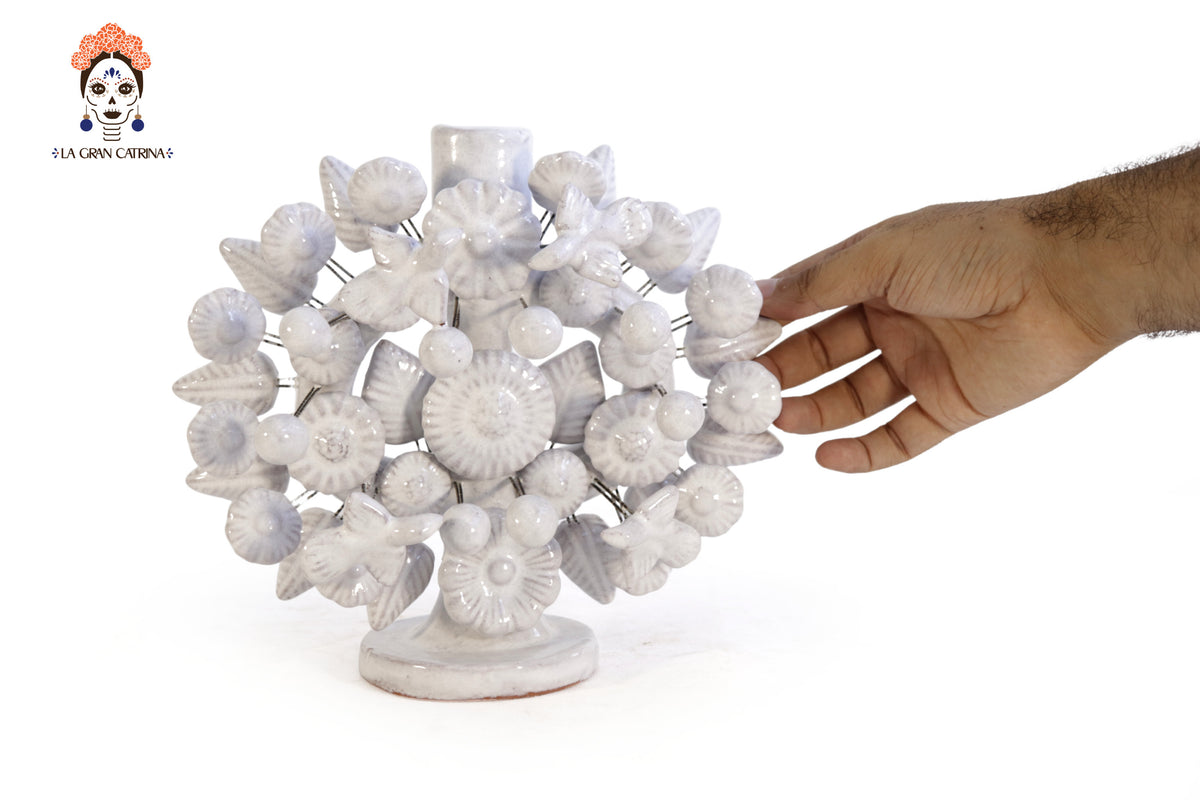 Bundle blanco de Candeleros - Barro vidriado - 38 cm. 8.6 in.