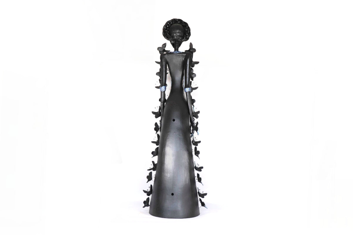 Catrina negra con mariposas azules - 100 cm. 40 in.