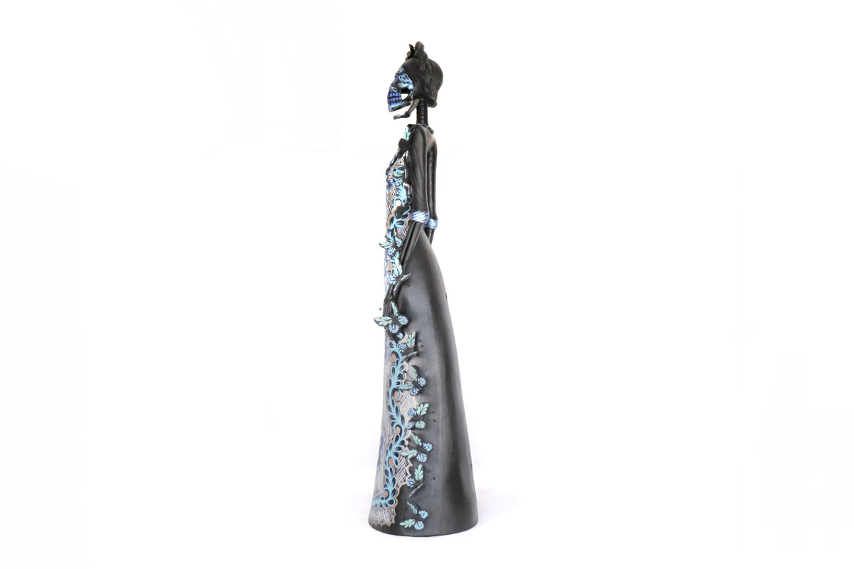 Catrina negra con mariposas azules - 100 cm. 40 in.