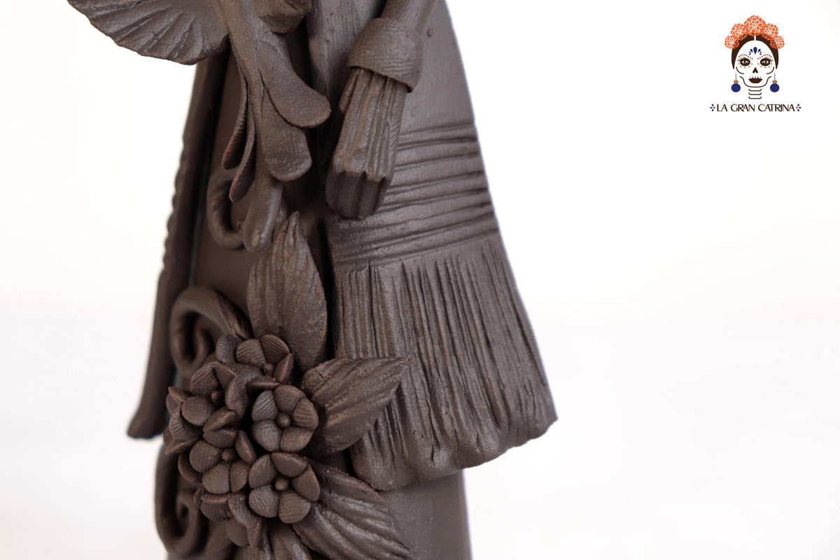 Catrina Frida Kahlo con Loros - 24 cm. 10 in. Catrina