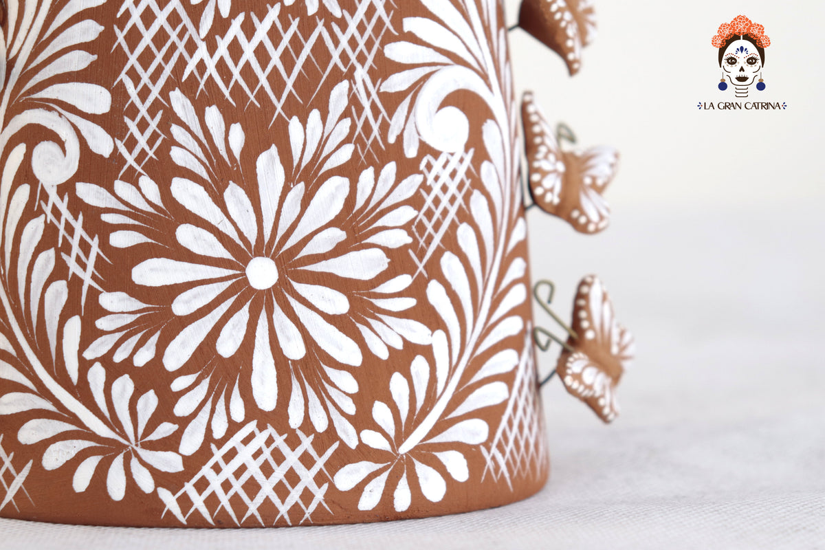 Catrina de Mariposas Natural y Blanco - 30 cm. 12 in.
