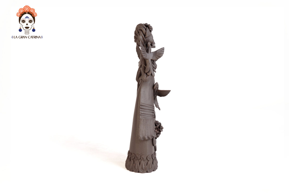 Catrina Frida Kahlo con Loros - 24 cm. 10 in. Catrina