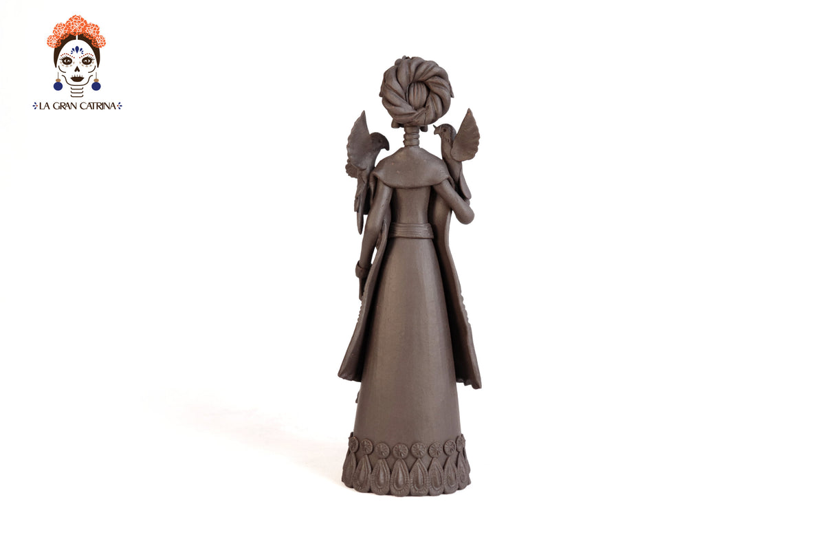 Catrina Frida Kahlo con Loros - 24 cm. 10 in. Catrina