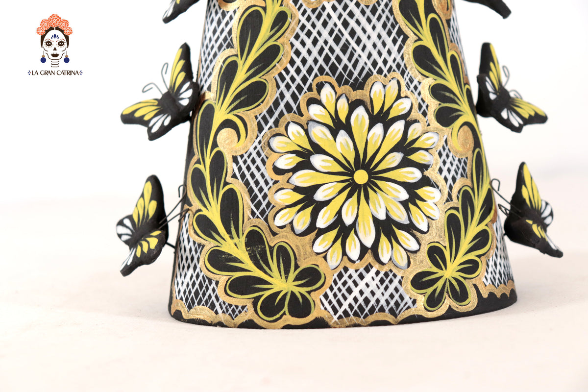 Catrinas hermanas de mariposas - Blanco y amarillo - 50 cm. 20 in. Catrina