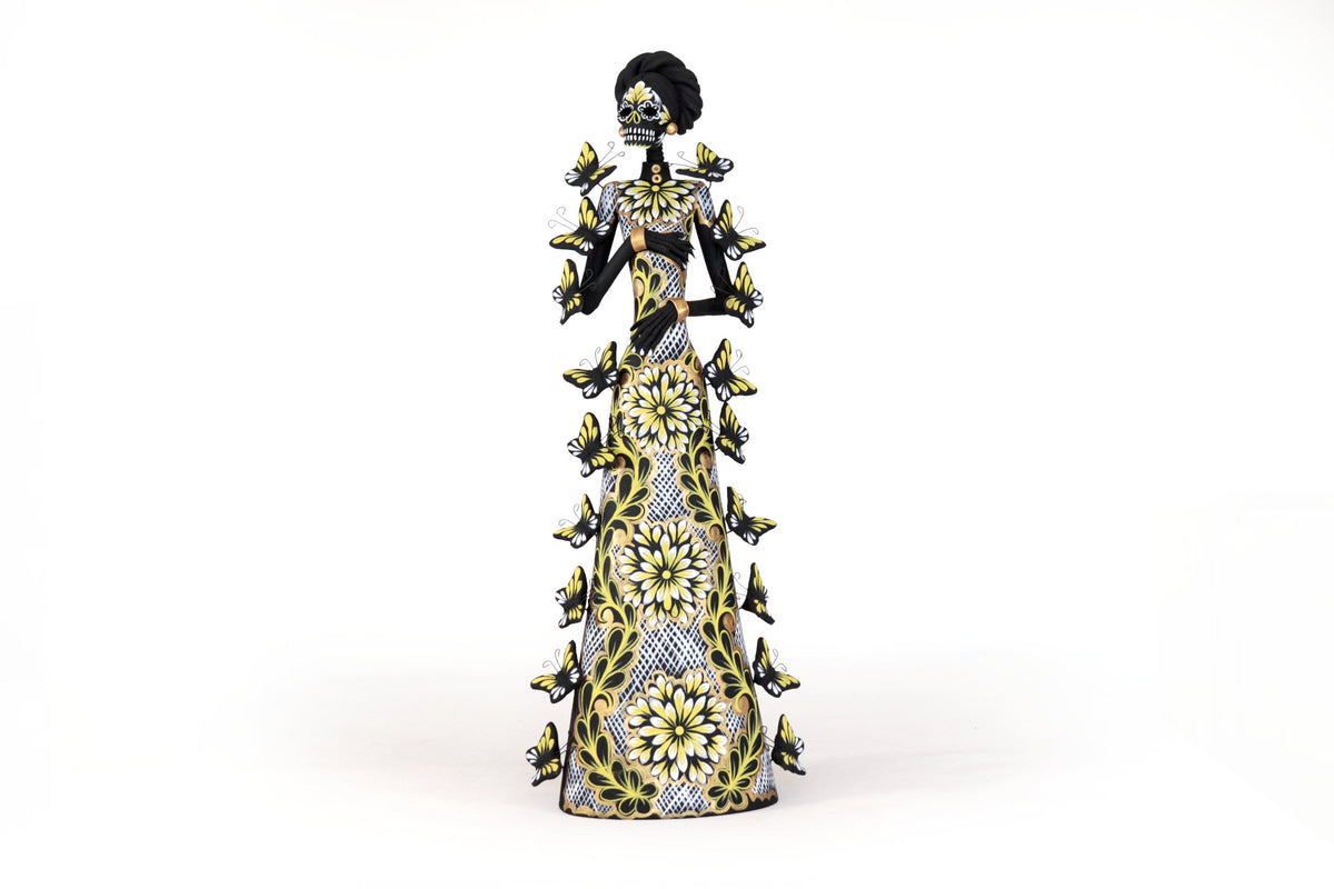 Catrinas hermanas de mariposas - Blanco y amarillo - 50 cm. 20 in. Catrina