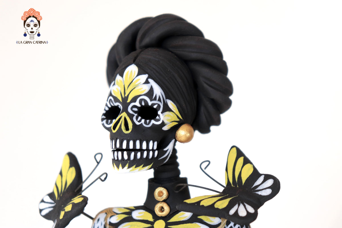 Catrinas hermanas de mariposas - Blanco y amarillo - 50 cm. 20 in. Catrina