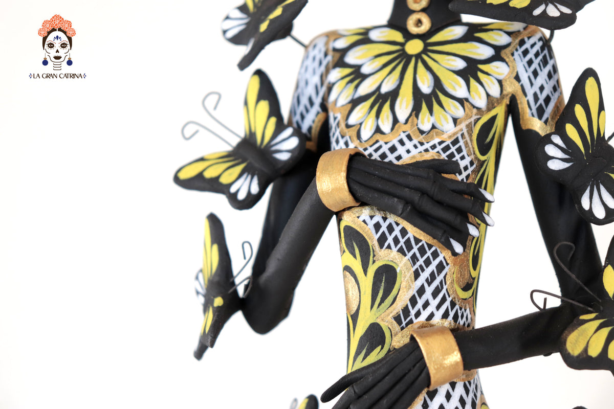 Catrinas hermanas de mariposas - Blanco y amarillo - 50 cm. 20 in. Catrina
