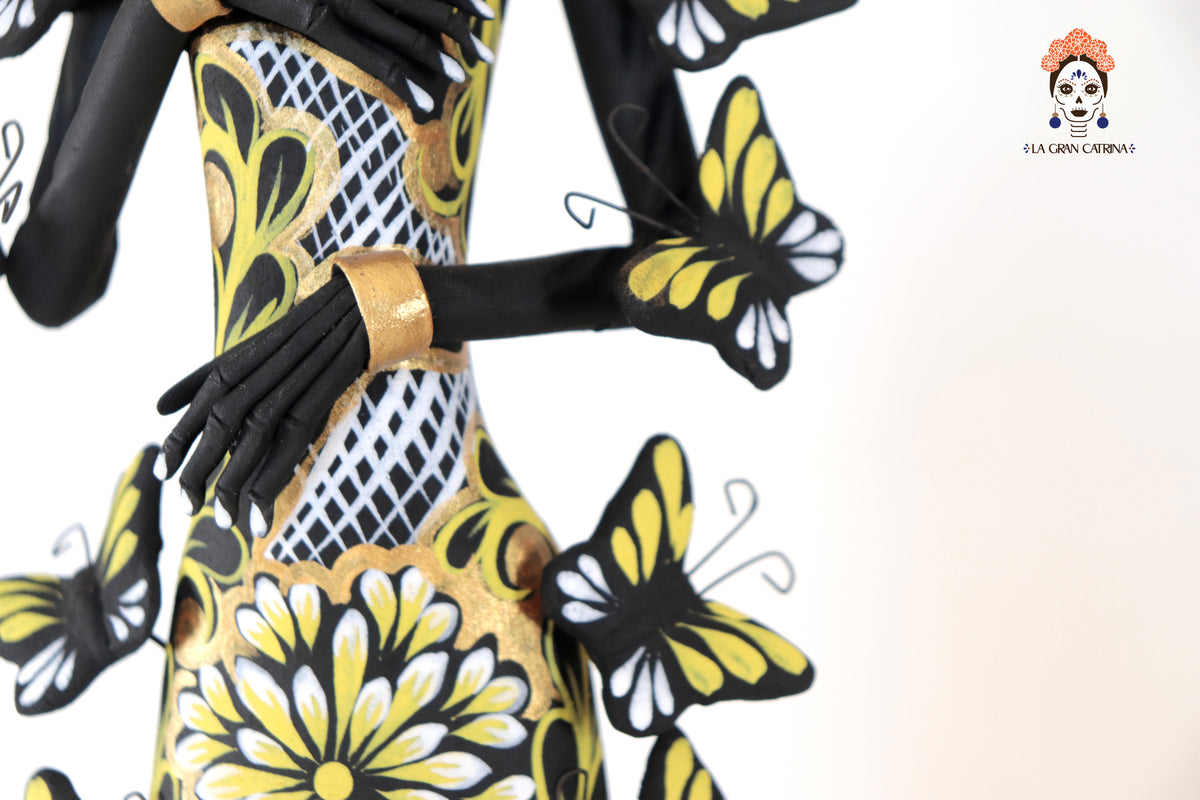 Catrinas hermanas de mariposas - Blanco y amarillo - 50 cm. 20 in. Catrina