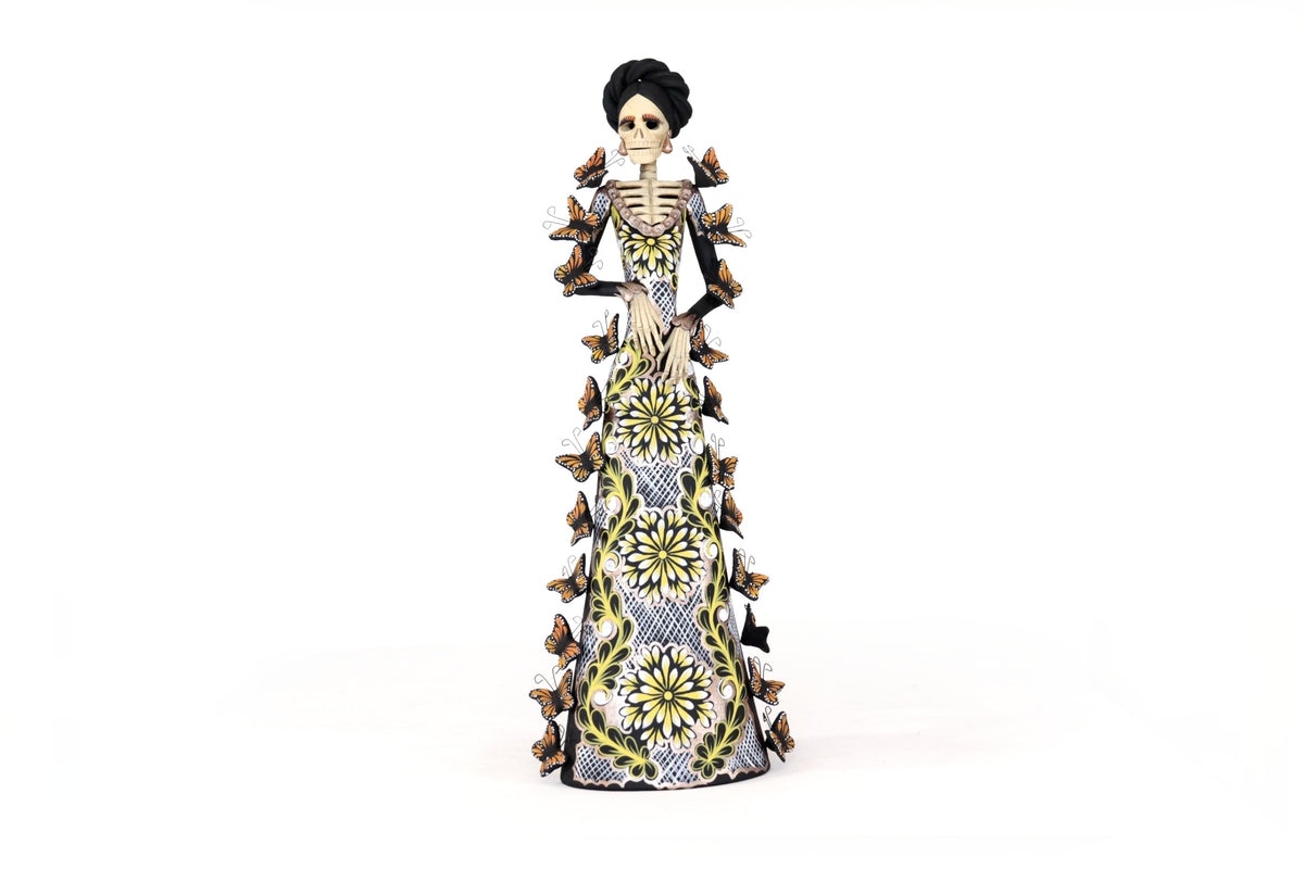 Catrina monarca Amarilla y Blanca - 50 cm. 20 in. Catrina
