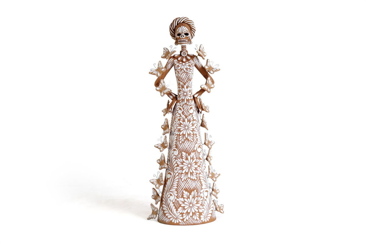 Catrina mariposas natural y blanco - 50 cm. 20 in. Catrina