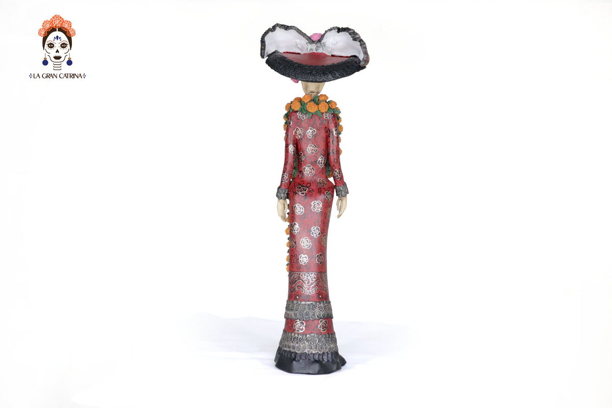 Catrina Elegante con Flores de Cempasúchil - 71 cm. 28 in.