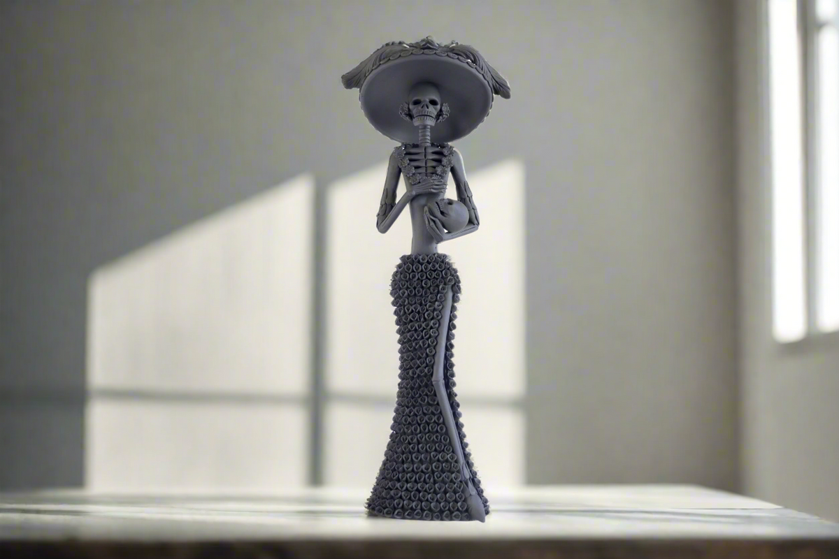 Catrina negra con Alcatraces - 50 cm. 20 in.