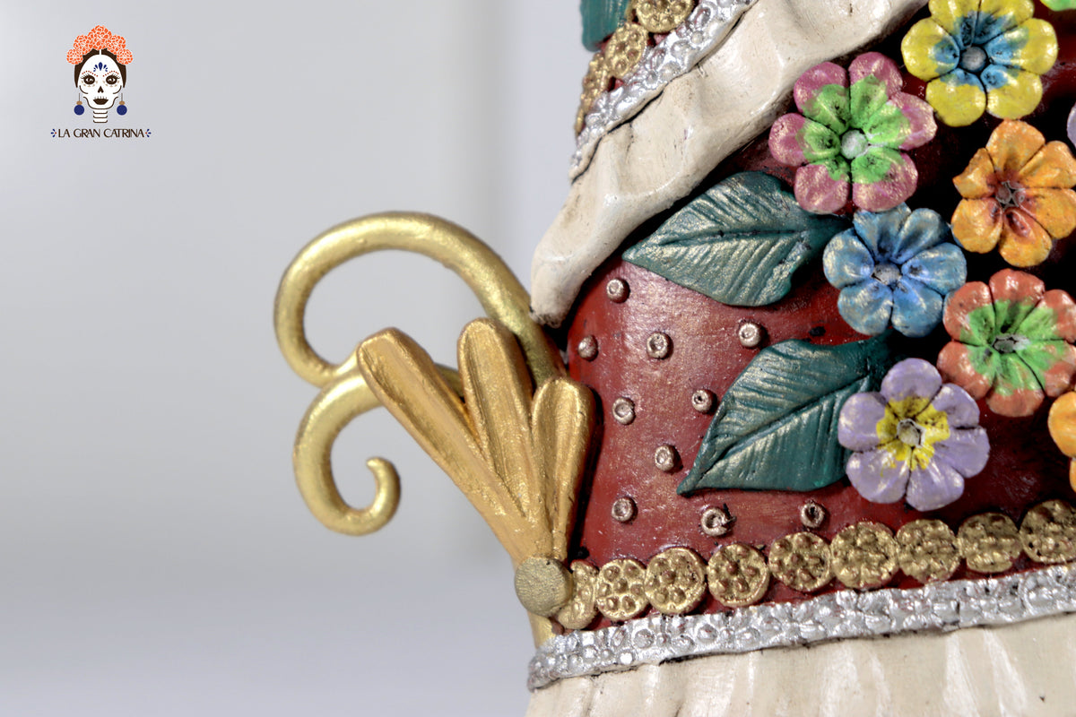 Catrina floreada con aves y sombrilla - 49 cm. 19 in. Catrina