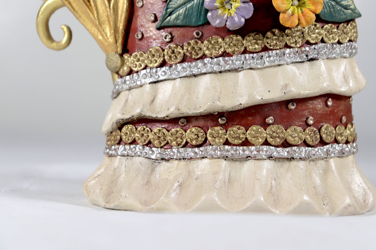 Catrina floreada con aves y sombrilla - 49 cm. 19 in. Catrina