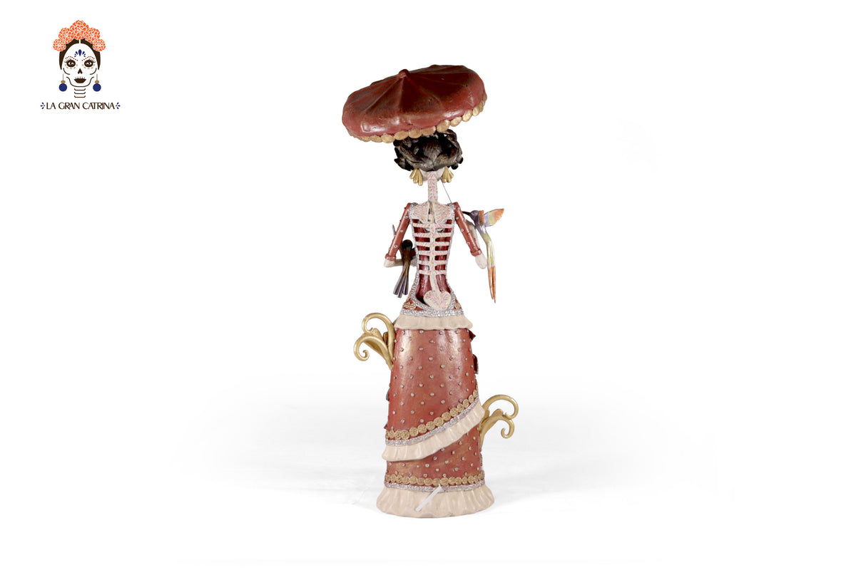 Catrina floreada con aves y sombrilla - 49 cm. 19 in. Catrina