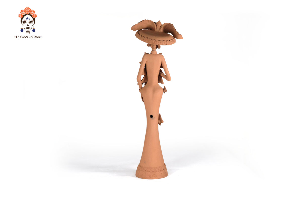 Catrina con Sombrero y Ramo - 47 cm. 18.5 in. Catrina