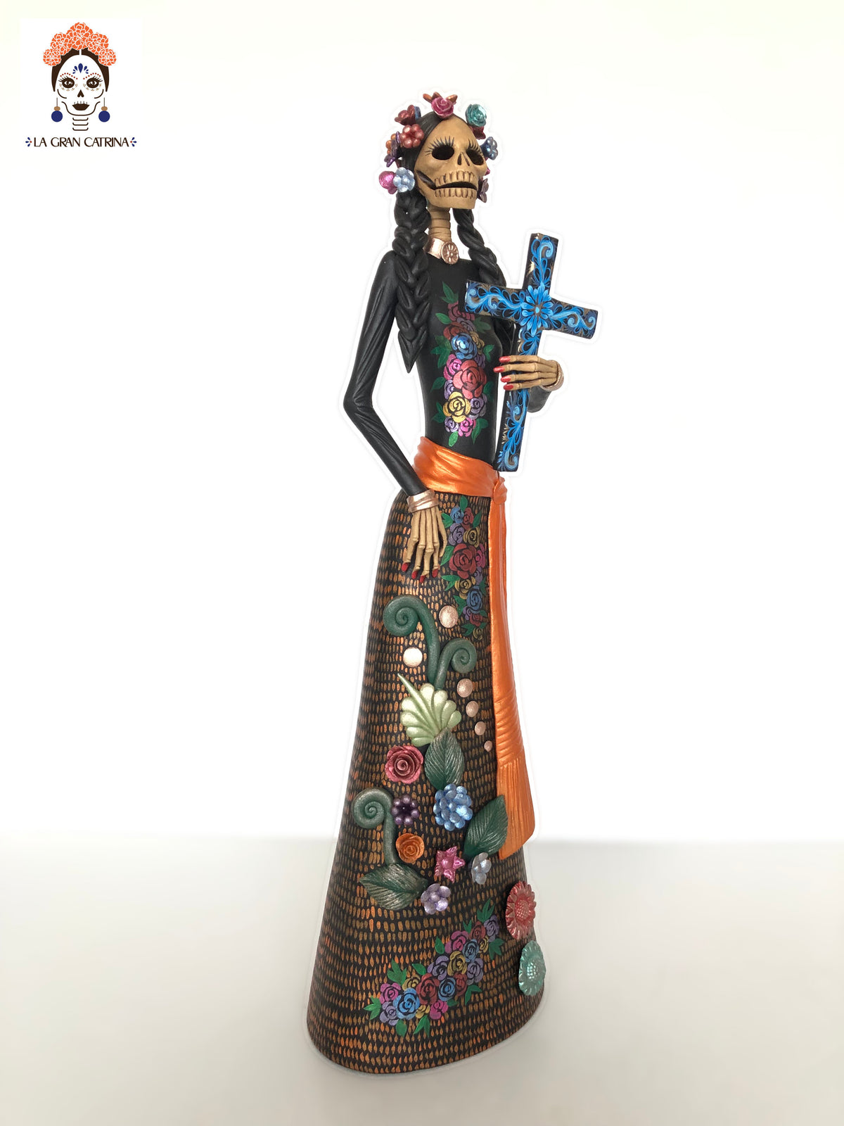 Catrina con la Cruz tono Hueso - 50 cm. 20 in.